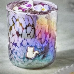 Anthropologie White Cat  Glass Tumbler